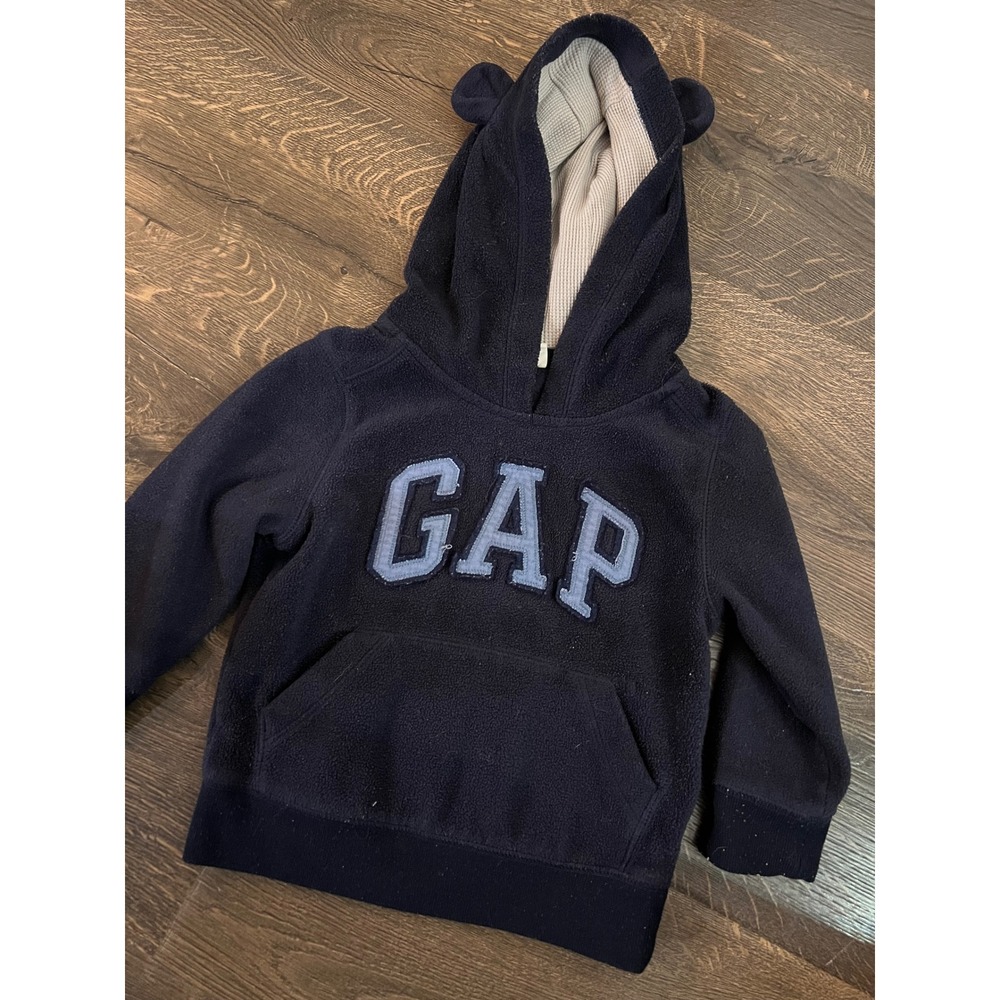 Gap Hoodie Sweatshirt Bear Ears‎ Cozy Pullover Top Navy Blue 3 Years